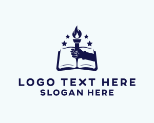 Learning Center - Flame Torch Book logo design