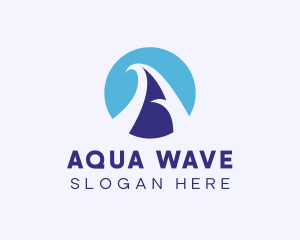 Wave Tide Letter A logo design