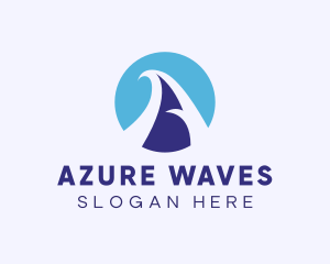 Wave Tide Letter A logo design