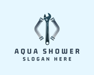 Shower - Plumbing Repair Wrench logo design