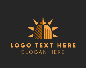 Leasing - Tower Building Sun logo design