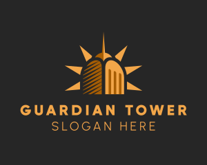 Tower Building Sun logo design