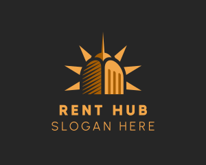 Rent - Tower Building Sun logo design