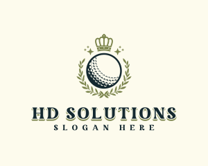 Golf Wreath Crown logo design