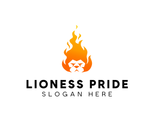 Flaming Lion Head logo design