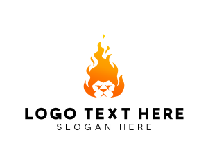 Negative Space - Flaming Lion Head logo design