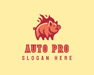 Livestock - Pig Flame Grill logo design