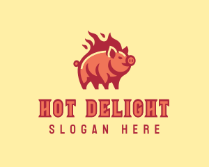 Pig Flame Grill logo design