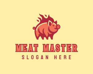 Pig Flame Grill logo design