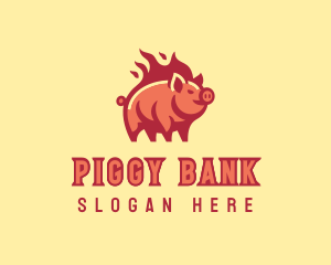 Pig Flame Grill logo design