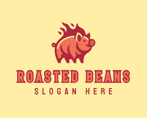 Roasted - Pig Flame Grill logo design