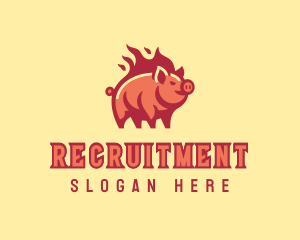 Bbq - Pig Flame Grill logo design