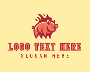 Livestock - Pig Flame Grill logo design