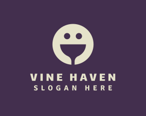 Wine Bar Smiley Face logo design