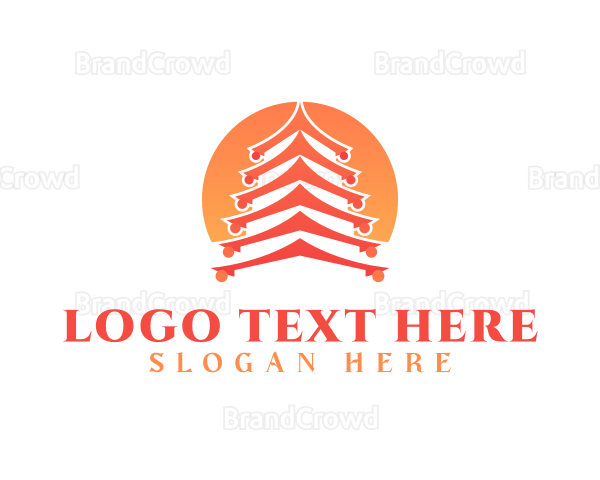 Chinese Pagoda Temple Logo