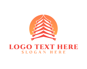 Temple - Chinese Pagoda Temple logo design