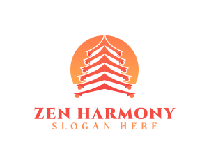 Buddhism - Chinese Pagoda Temple logo design