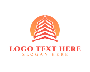 Yin And Yang - Chinese Pagoda Temple logo design