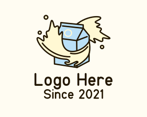 Cow - Milk Box Splash logo design