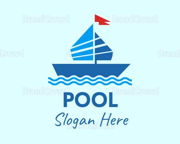 Blue Marine Sailboat Logo