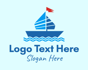 Sail - Blue Marine Sailboat logo design