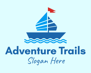 Blue Marine Sailboat logo design