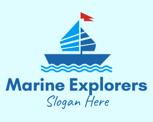 Blue Marine Sailboat logo design