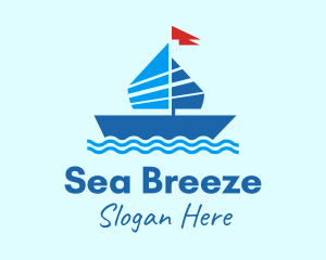 Blue Marine Sailboat logo design