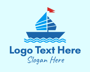 Flag - Blue Marine Sailboat logo design