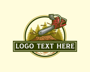 Badge - Lumberjack Chainsaw Carpentry logo design