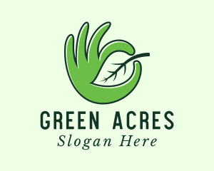 Farmer - Leaf Farmer Hand logo design