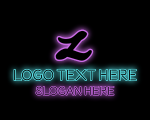 Vice - Neon Letter Text logo design