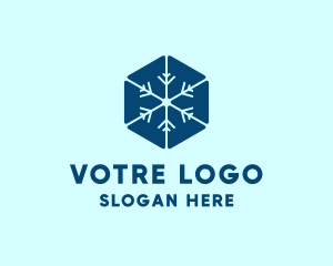 Winter - Blue Hexagon Snowflake logo design