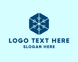 Frozen - Blue Hexagon Snowflake logo design