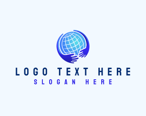 Bpo Industry - Globe Support Hand logo design