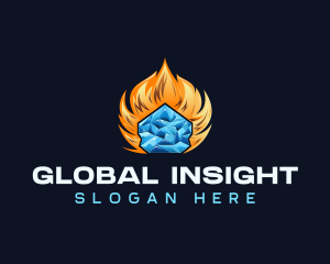 Flame - Fire Ice Temperature logo design