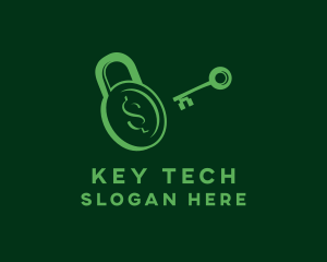 Padlock Key Dollar logo design