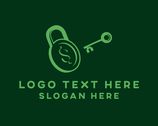 Vault - Padlock Key Dollar logo design