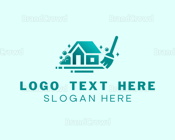 Broom House Cleaning Logo