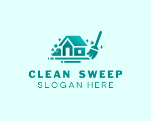 Broom House Cleaning logo design