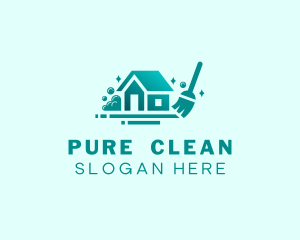 Broom House Cleaning logo design