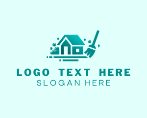 Custodian - Broom House Cleaning logo design