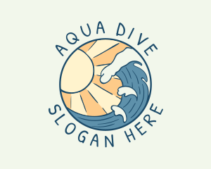 Diving - Sunny Tsunami Wave logo design