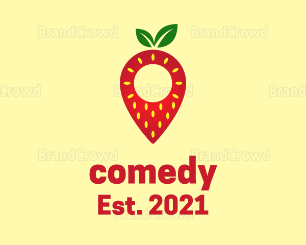 Strawberry Location Pin Logo