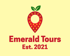 Strawberry Location Pin logo design