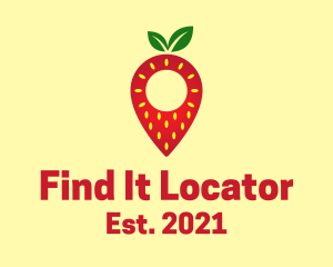 Strawberry Location Pin logo design