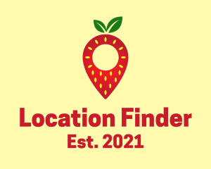 Strawberry Location Pin logo design