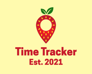 Strawberry Location Pin logo design