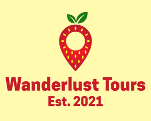 Strawberry Location Pin logo design