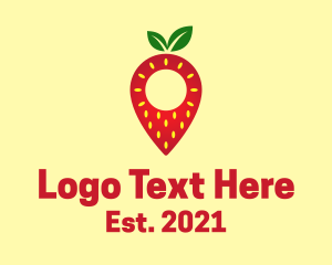 Route - Strawberry Location Pin logo design